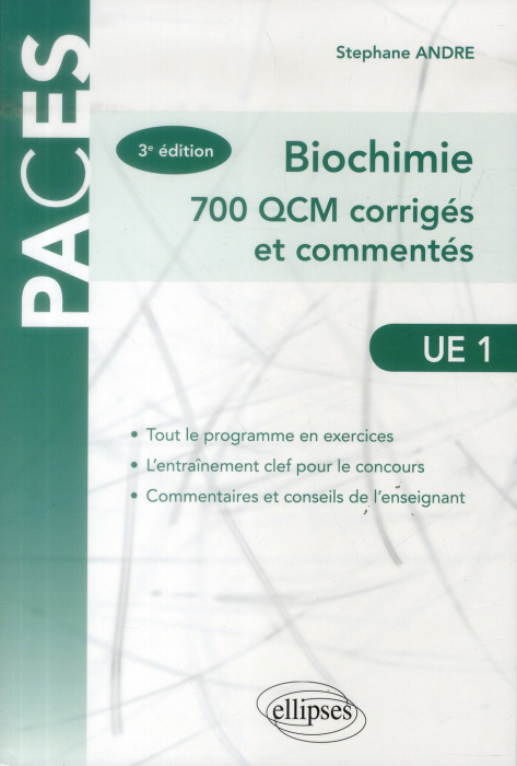 Emprunter Biochimie. UE1, 700 QCM corrigés et commentés, 3e édition livre