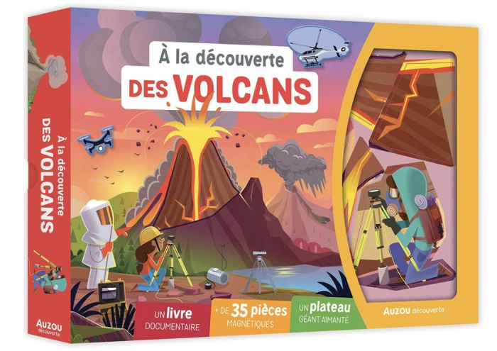 Emprunter A la découverte des volcans. Coffret avec 1 livre documentaire, de 35 pièces magnétiques et plat livre