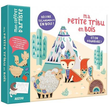 Emprunter Ma petite tribu en bois. Et en fourrure ! Avec 3 animaux en bois, des autocollants en fourrure et un livre