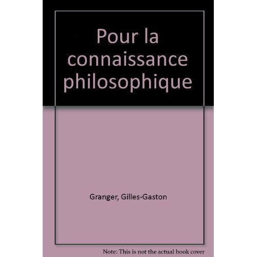 Emprunter POUR LA CONNAISSANCE PHILOSOPHIQUE livre