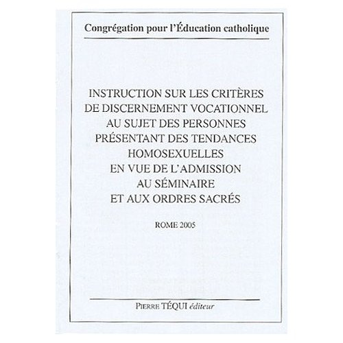 Emprunter Instruction sur les critères de discernement vocationnel au sujet des personnes présentant des tenda livre