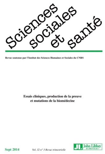 Emprunter Sciences Sociales et Santé Volume 32 N° 3/2014 livre