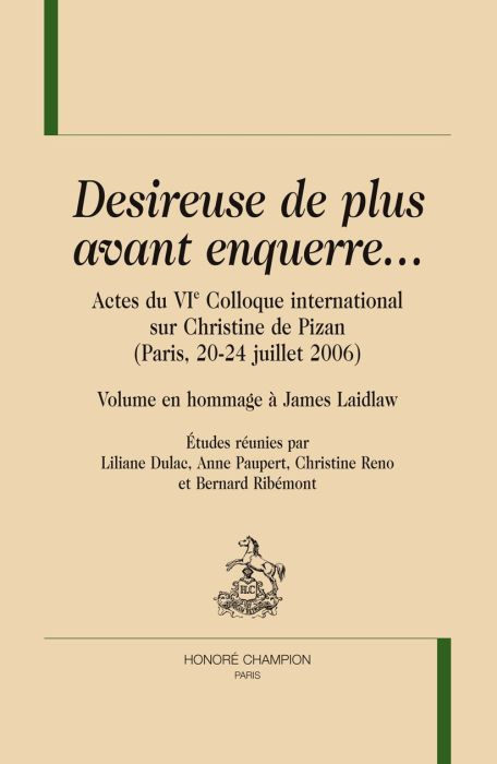 Emprunter DESIREUSE DE PLUS AVANT ENQUERRE. CHRISTINE DE PIZAN 2006 livre