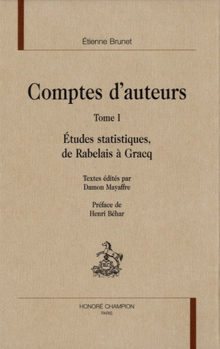 Emprunter COMPTES D'AUTEURS. ETUDES STATISTIQUES, DE RABELAIS A GRACQ. T1. 1 CD livre