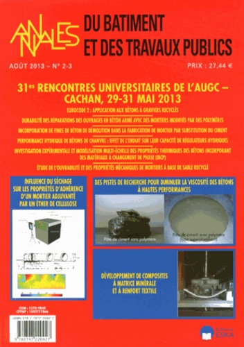 Emprunter Annales du bâtiment et des travaux publics N° 2-3, Août 2013 : 31e Rencontres universitaires de l'AU livre