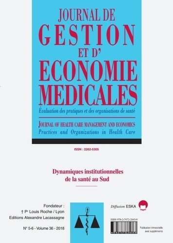 Emprunter Journal de gestion et d'économie médicales Volume 36 N° 5-6/2018 livre
