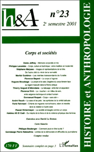 Emprunter Histoire & anthropologie N°23, 2ème semestre 2001 : Corps et sociétés livre