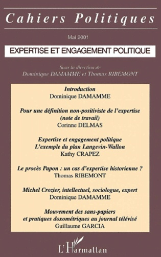 Emprunter Cahiers politiques Mai 2001 : Expertise et engagement politique livre