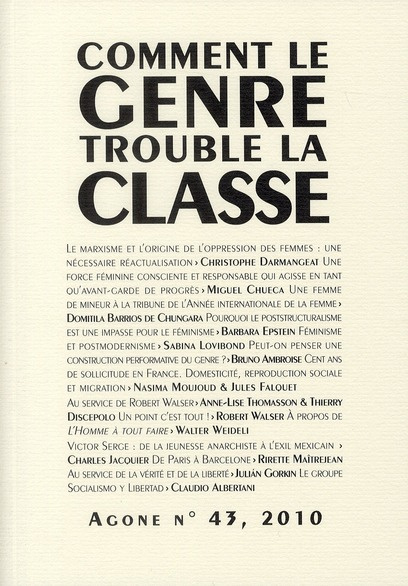 Emprunter Agone N° 43, 2010 : Comment le genre trouble la classe livre