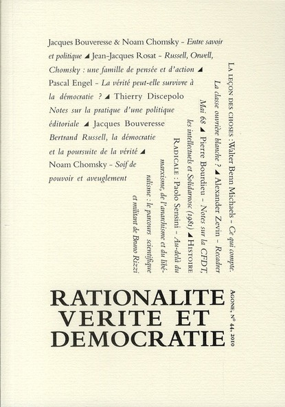Emprunter Agone N° 44/2010 : Rationalité, vérité et démocratie livre
