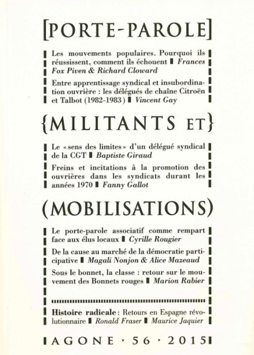 Emprunter Agone N° 56, 2015 : Porte-parole, militants et mobilisations livre