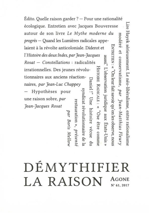 Emprunter Agone N° 61, 2017 : Démythifier la raison livre