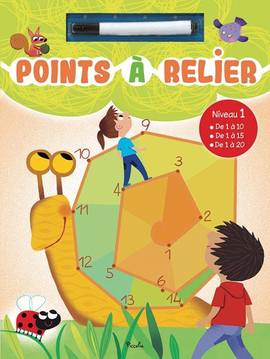 Emprunter Point à relier. Niveau 1 : de 1 à 10, de 1 à 15, de 1 à 20. Avec un feutre livre