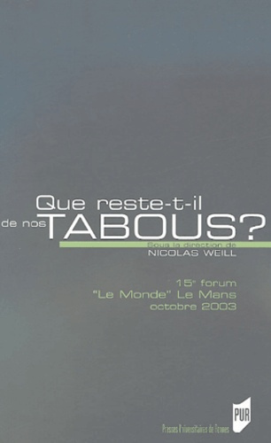 Emprunter Que reste-t-il de nos tabous ? 15e forum