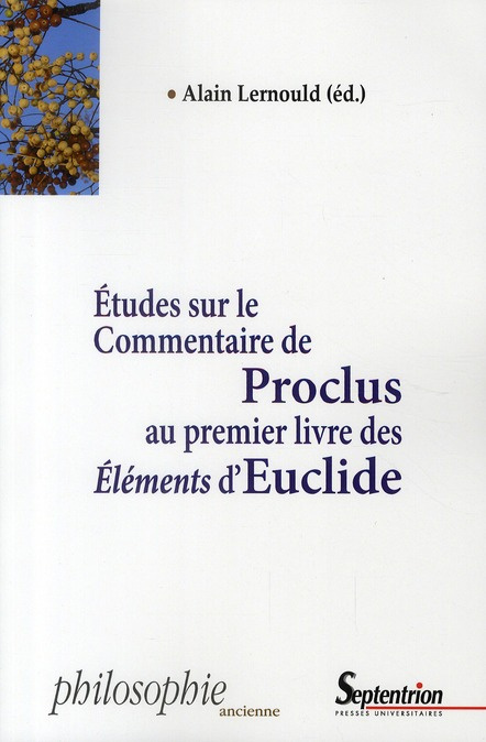 Emprunter Etudes sur le commentaire de Proclus au premier livre des éléments d'Euclide livre