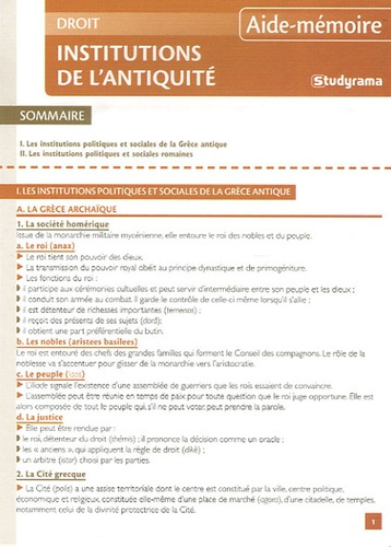 Emprunter Institutions de l'Antiquité livre