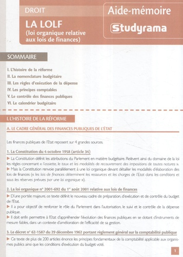 Emprunter La LOLF (loi organique relative aux lois de finances) livre