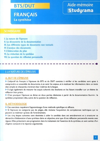 Emprunter Français BTS/DUT. La synthèse livre