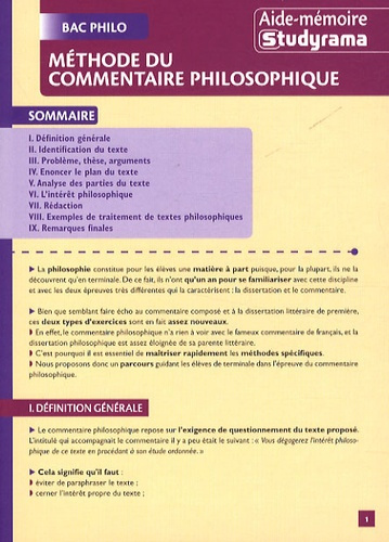 Emprunter Méthode du commentaire philosophique livre