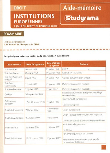 Emprunter Institutions européennes. A jour du traîté de Lisbonne (2007) livre