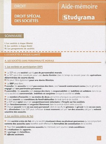 Emprunter Droit spécial des sociétés livre