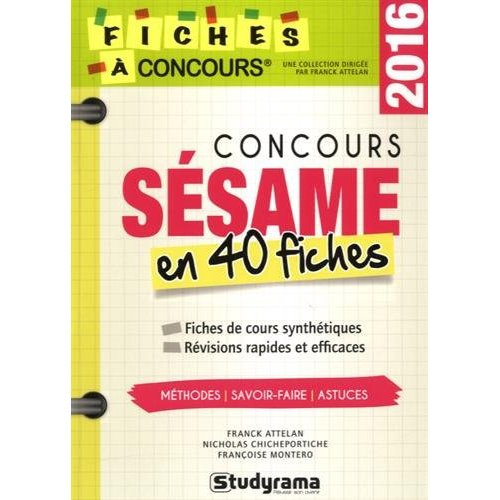 Emprunter Concours sésame en 40 fiches 2016. 2e édition livre