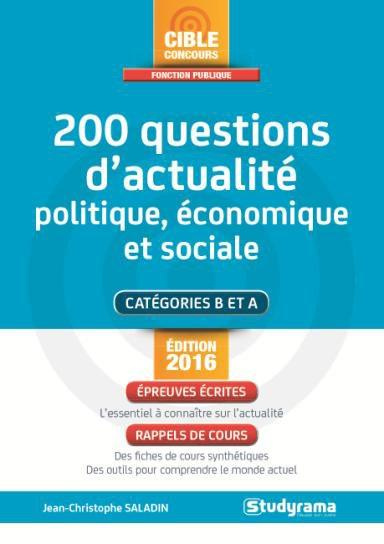 Emprunter 200 questions d'actualité politique, économique et sociale. Edition 2016 livre