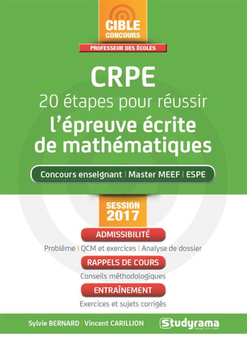 Emprunter CRPE 20 étapes pour réussir l'épreuve écrite de mathématiques. Edition 2017 livre