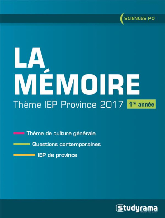 Emprunter La mémoire. Thème IEP province (1re année), Edition 2017 livre