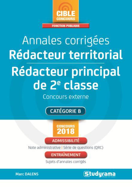 Emprunter Annales corrigées Rédacteur territorial & Rédacteur principal de 2e classe. Concours externe, catégo livre
