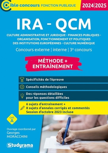 Emprunter IRA - QCM Entraînement. Concours externe, interne, 3e concours, Edition 2024-2025 livre