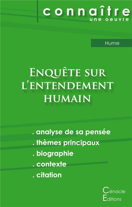 Emprunter Fiche de lecture Enquête sur l'entendement humain de David Hume (analyse littéraire de référence et livre