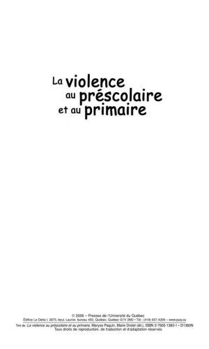 Emprunter VIOLENCE AU PRESCOLAIRE ET AU PRIMAIRE livre