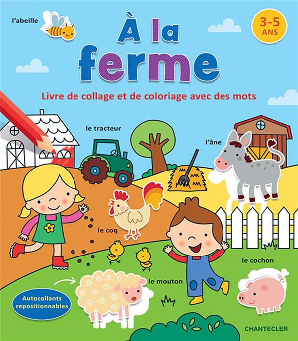 Emprunter A la ferme. Livre de collage et de coloriage avec des mots livre