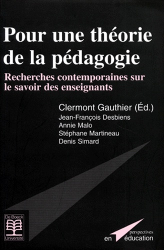 Emprunter POUR UNE THEORIE DE LA PEDAGOGIE. Recherches contemporaines sur le savoir des enseignants livre