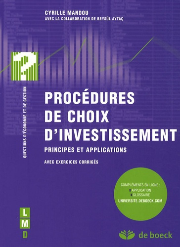 Emprunter Procédures de choix d'investissement. Principes et applications avec exercices corrigés livre