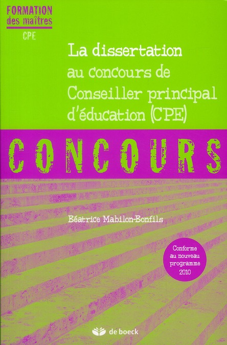 Emprunter La dissertation au concours de Conseiller principal d'éducation livre