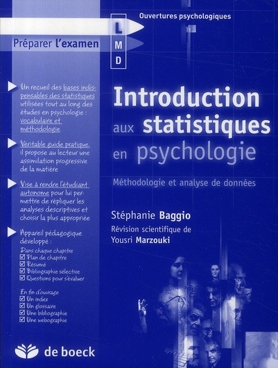 Emprunter Introduction aux statistiques en psychologie. Méthodologie et analyse de données livre