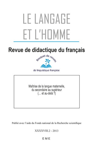 Emprunter Le Langage et l'Homme Volume 48, N° 2, 2013 : Maîtrise de la langue maternelle, du secondaire au sup livre