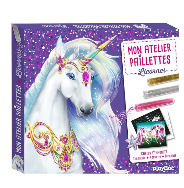 Emprunter Mon atelier paillettes Licornes. Coffret avec 11 magnets à pailleter, 2 cartes à gratter scintillant livre
