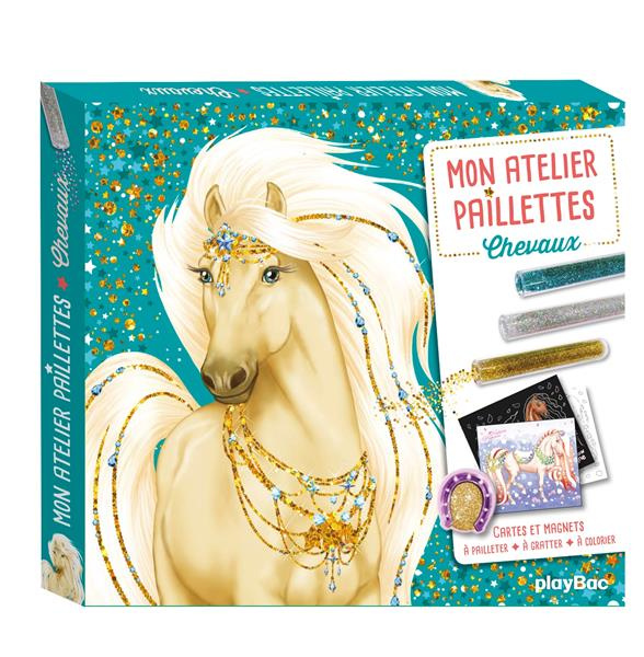 Emprunter Mon atelier paillettes Chevaux. Coffret avec 13 magnets à pailleter, 2 cartes à gratter scintillante livre