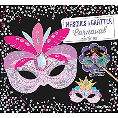 Emprunter Masques à gratter carnaval scintillant. Avec 5 masques à gratter, 5 coloriages, 1 stylet en bois, 5 livre