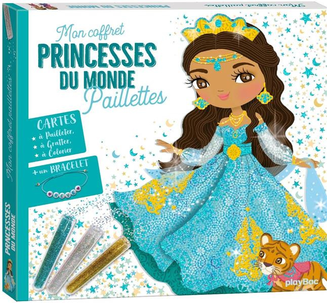 Emprunter Princesses du monde. Avec 3 tubes de paillettes, 10 cartes à colorier, 1 bracelet et 1 stylet malin livre