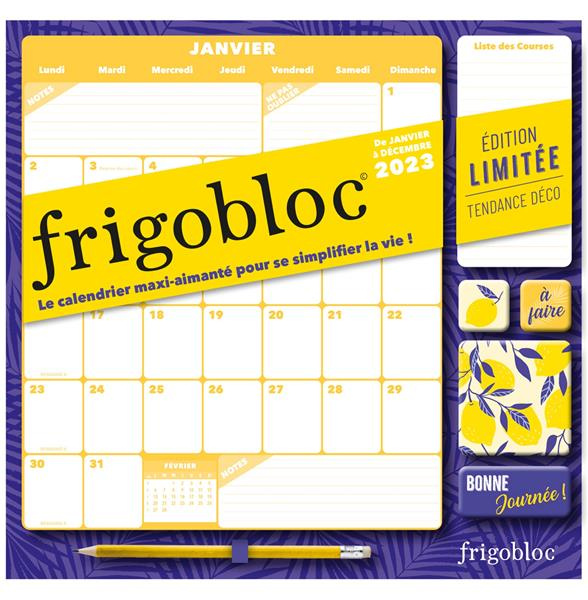 Emprunter Frigobloc Mensuel Déco bleu (de janv. à déc. 2023). Calendrier d'organisation familiale, Edition 202 livre
