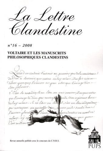 Emprunter La Lettre Clandestine N° 16/2008 : Voltaire et les manuscrits philosophiques clandestins livre