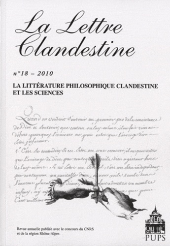 Emprunter La Lettre clandestine N° 18/2010 : La littérature philosophique clandestine et les sciences livre