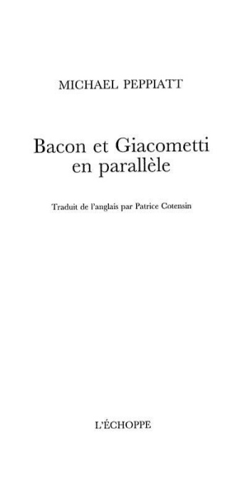 Emprunter Bacon et Giacometti en parallèle livre