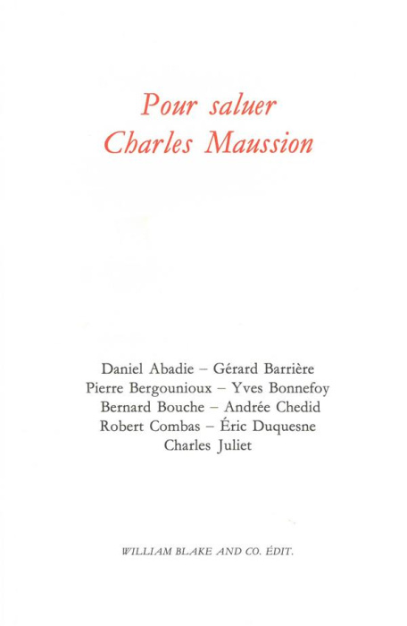 Emprunter Pour saluer Charles Maussion livre