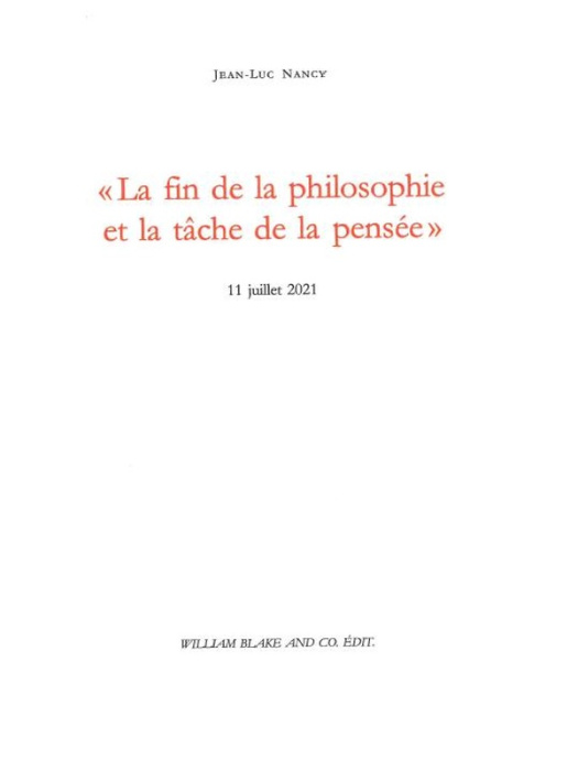 Emprunter La fin de la philosophie et la tâche de la pensée. 11 juillet 2021 livre