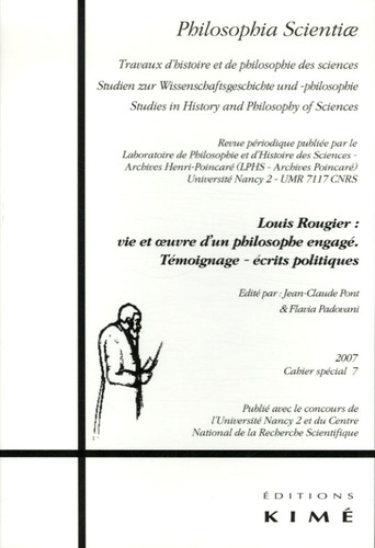 Emprunter Philosophia Scientiae Cahier spécial 7/2007 : Louis Rougier : vie et oeuvre d'un philosophe engagé. livre
